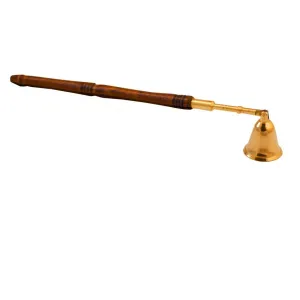 10" Wooden Handled Brass Candle Snuffer