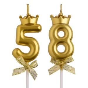 AOOLADA 58th 85th Birthday Candles, Gold 85 58 Year Old Cake Topper Number Birthday Candles, Birthday Party Decorations Gifts for Women Men