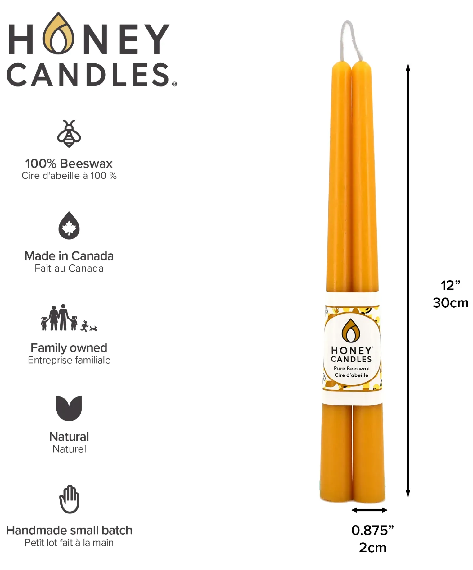 Beeswax Taper Candle Pair - Natural