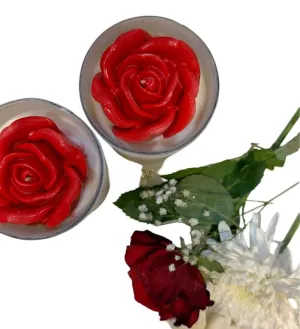 Cozy Corner Rose jar Candle for Home Decor, Rose Fragrance, Flower Shape, Red Colour, Pack of 2