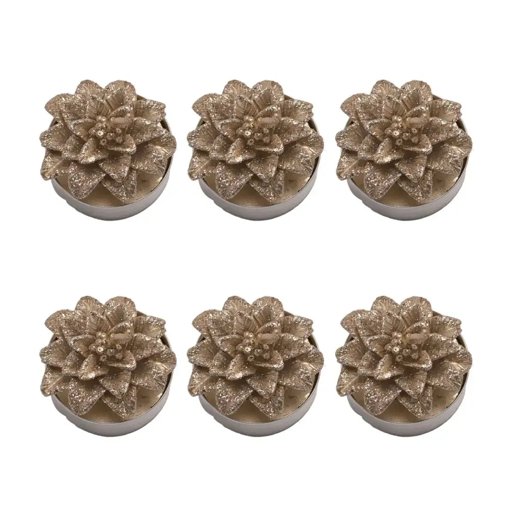 Gold Poinsettia Tealights - Set of 6