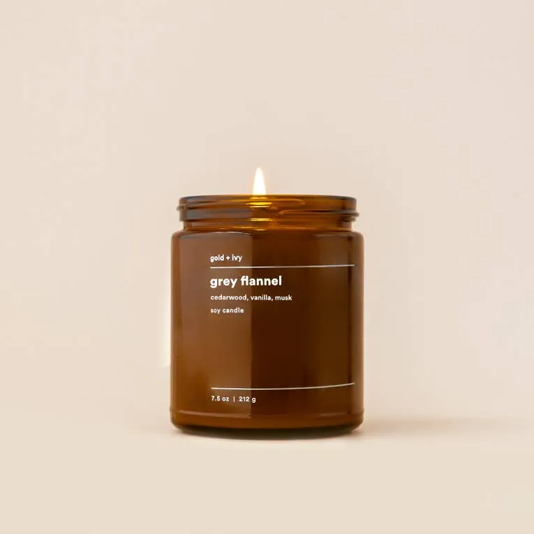 Grey flannel soy candle 7.5 oz.