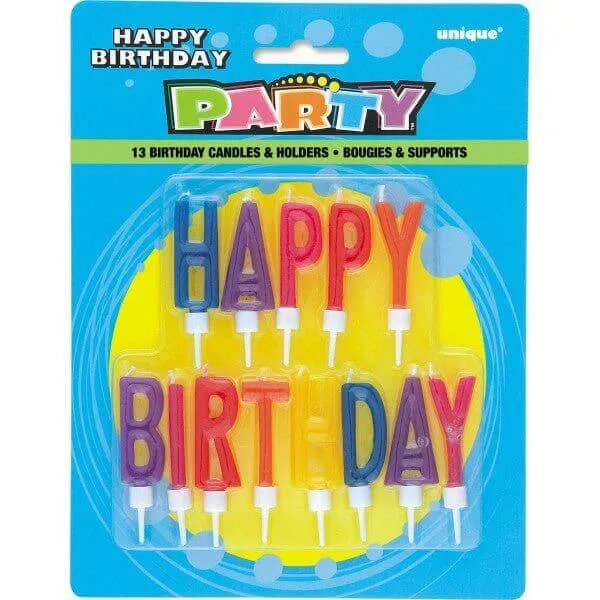 Happy Birthday Letter Candles in Holders (13ct)