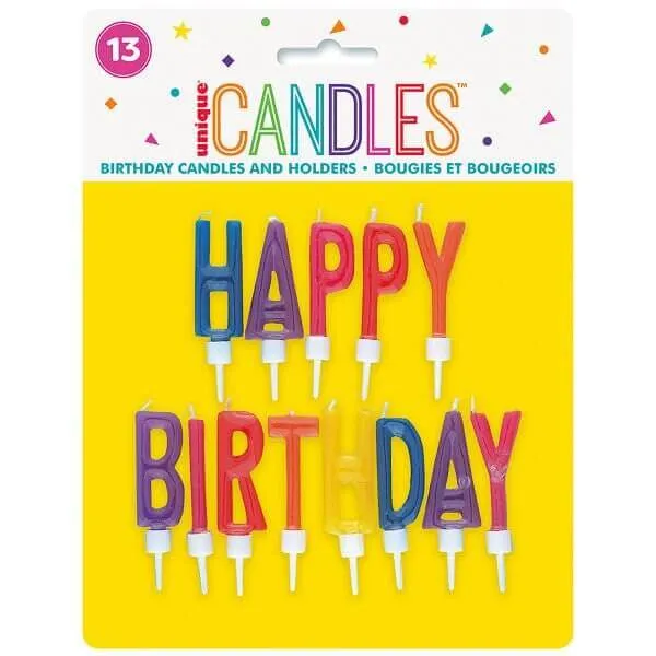 Happy Birthday Letter Candles in Holders (13ct)