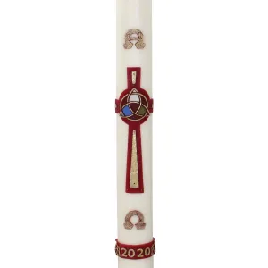 Elegant Holy Trinity Cross Wax Relief Decorative Paschal Candle