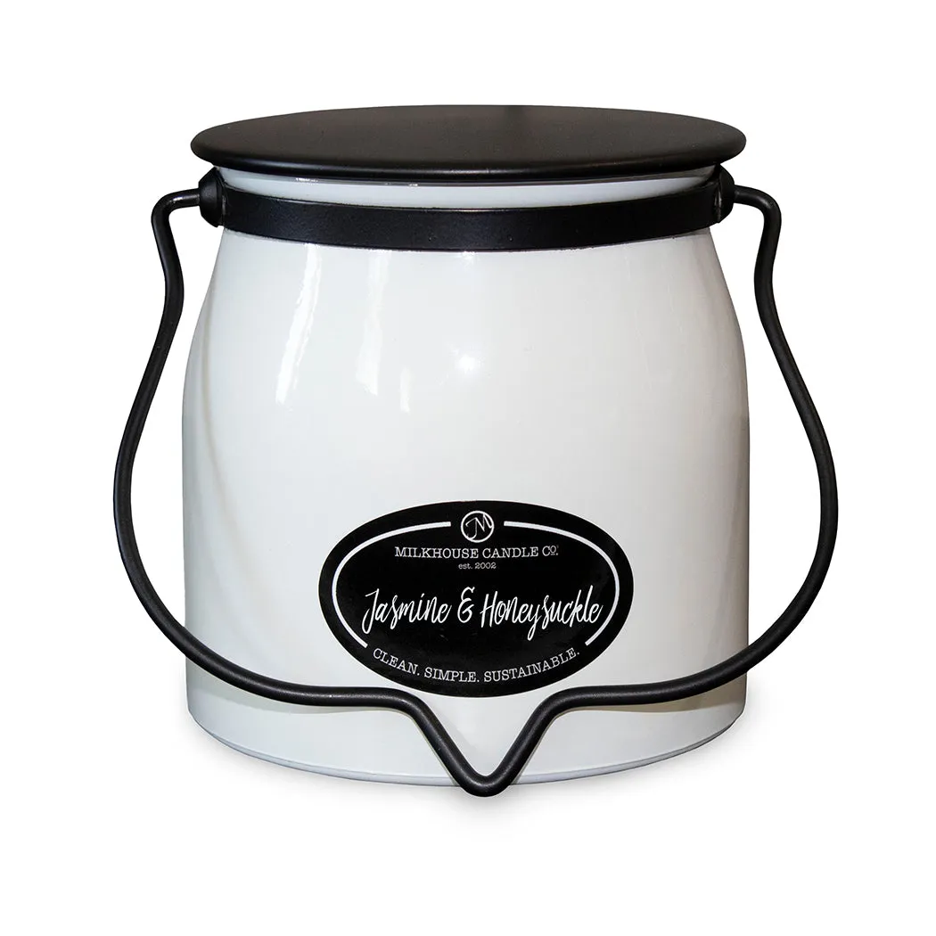 Jasmine & Honeysuckle 16oz Butter Jar Candle by Milkhouse Candle Co.