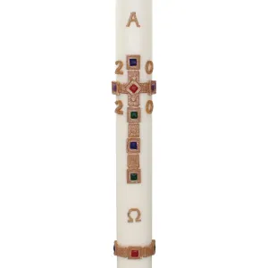 Jewelled Cross Premium Wax Relief Paschal Candle