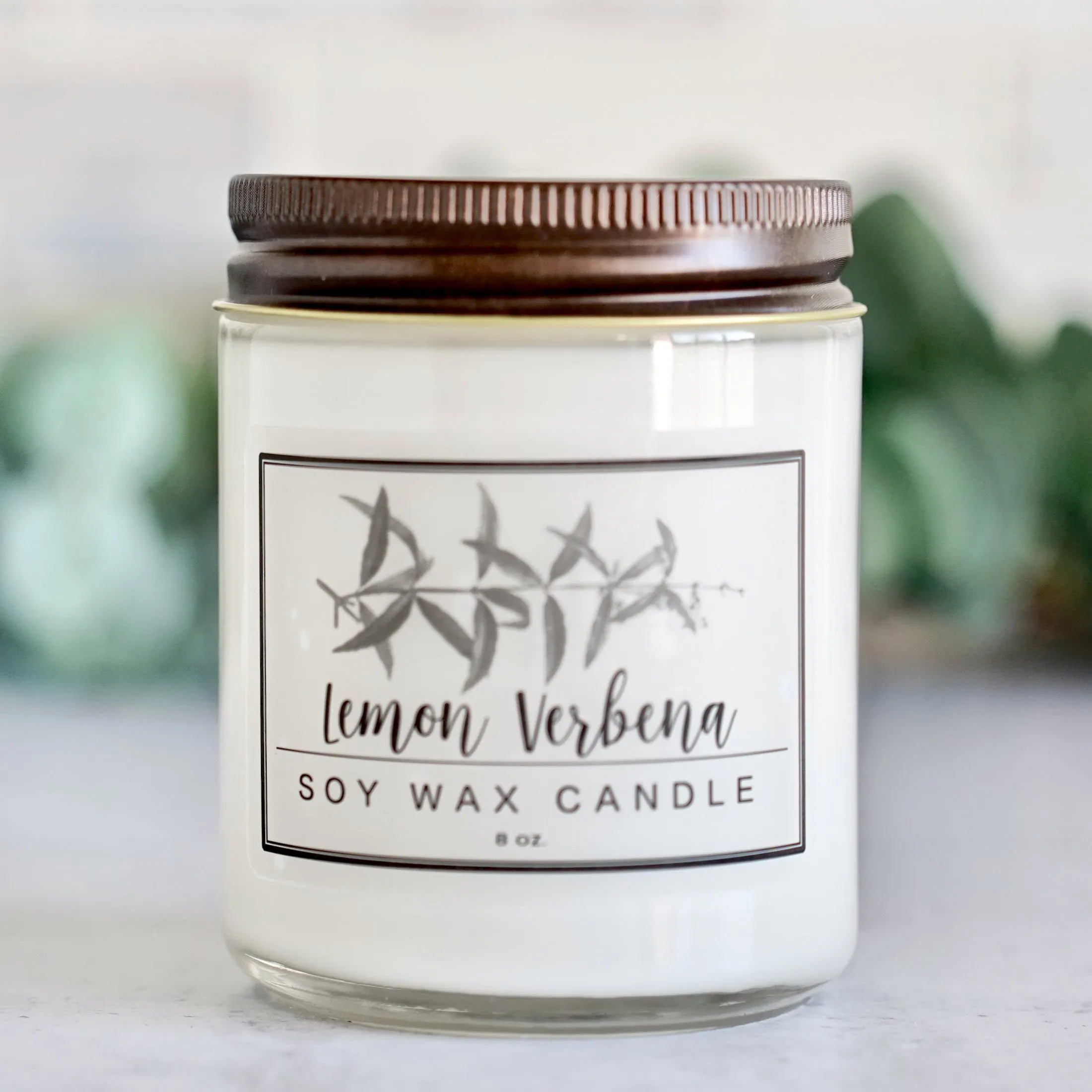 Lemon Verbena Essential Oil - 8oz Soy Wax Candle