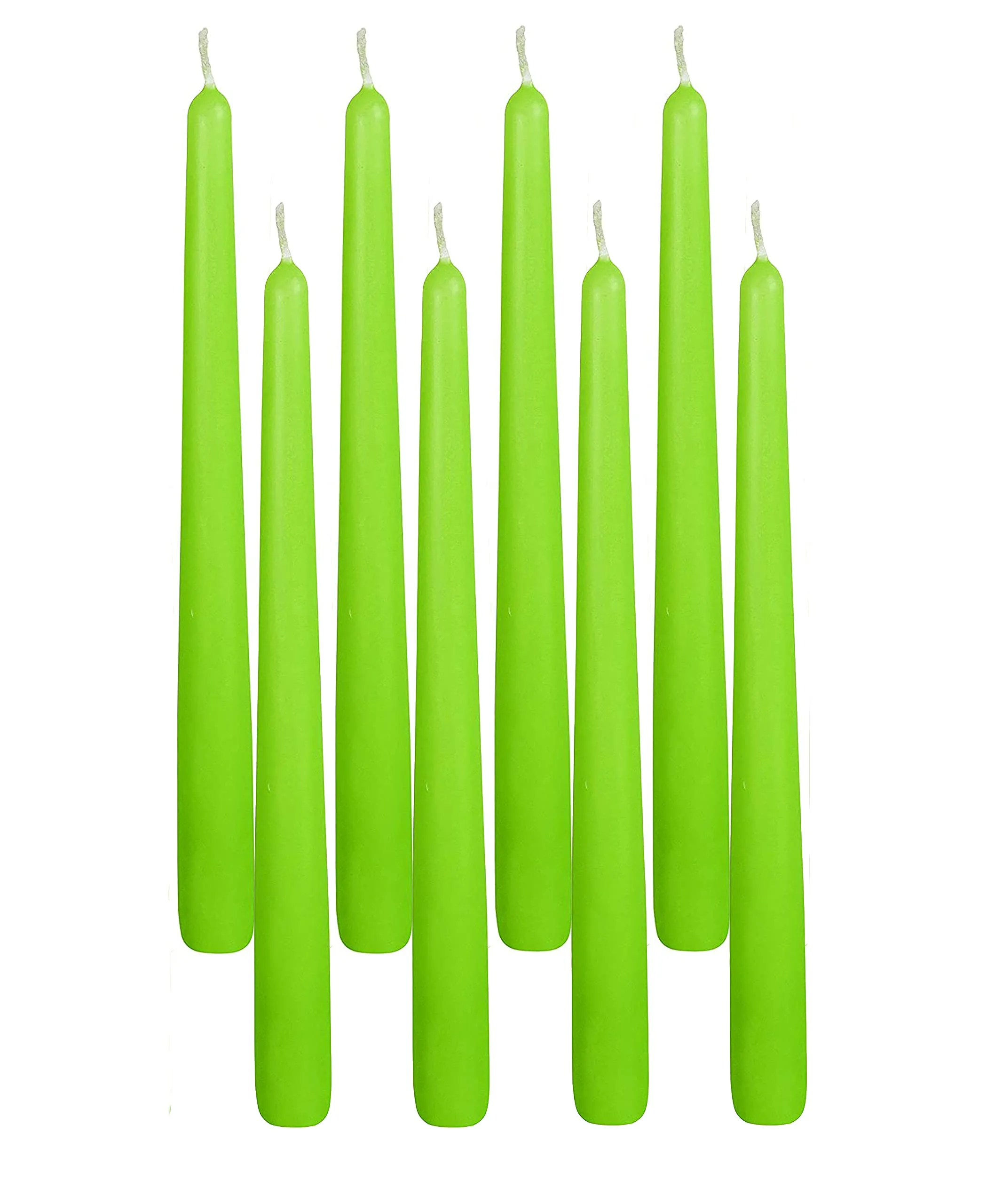 Luces Smokeless Scented Paraffin Wax Green Tapered Stick Candles Decorations for Living Room, Hall Room, Dinner Table,Birthday Party, Pack of 8