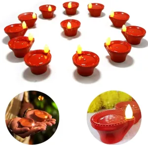 namdy Flameless Water Sensor Diya LED Plastic Tea Light Candles for Diwali New Year and Home Decoration Warm Ambient Light Smokeless & Safe ( 24 )