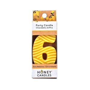 Number 6 Natural Beeswax Party Candle