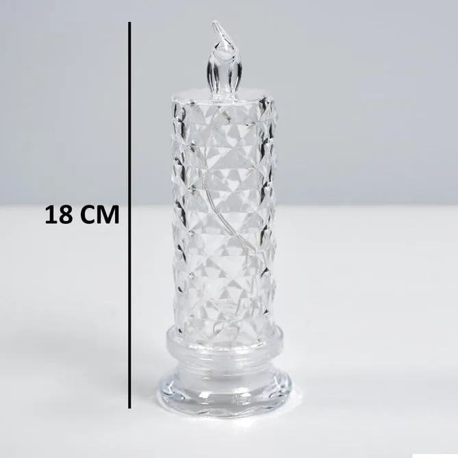 Oblivion Crystal Candle Lights | Warm White Battery Candle Lights| Transparent, Flameless and Smokeless Decorative Candle Light for Gifting, Home Decor, Mahashivratri Decoration (6 pcs)