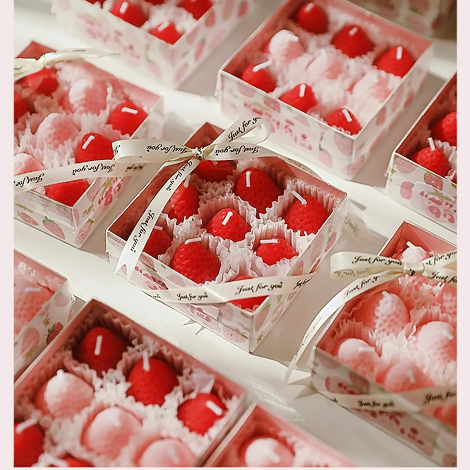 Strawberry Shaped Soy Wax Scented Fragrant Candles Set